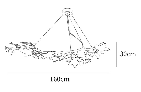 Folio Branch Brass Glass Chandelier - detail 11