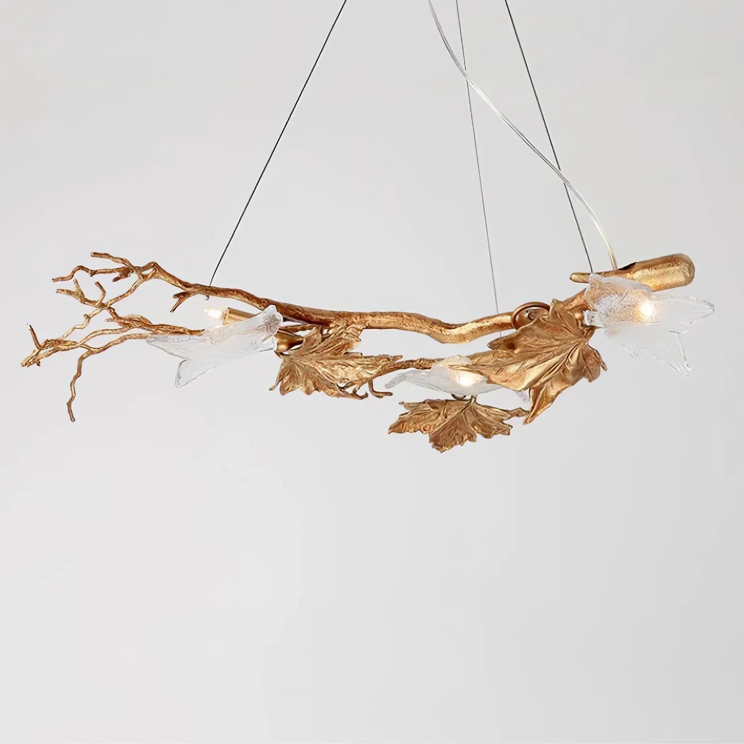 Folio Branch Brass Glass Chandelier - detail 7