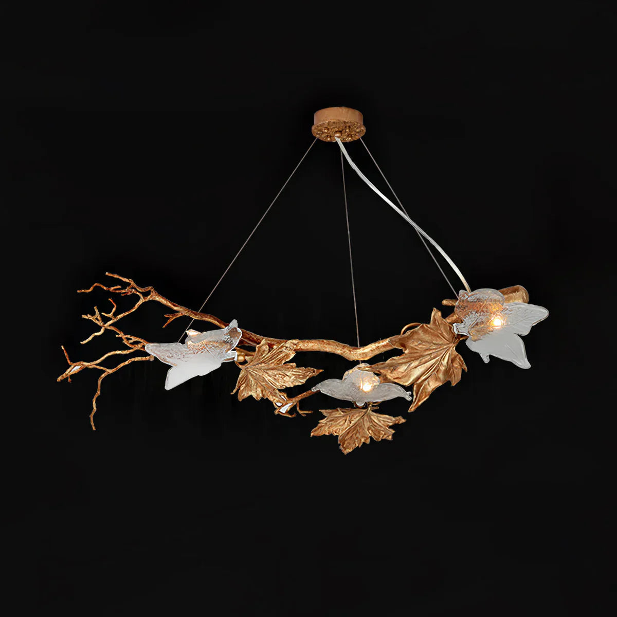 Folio Branch Brass Glass Chandelier - detail 6
