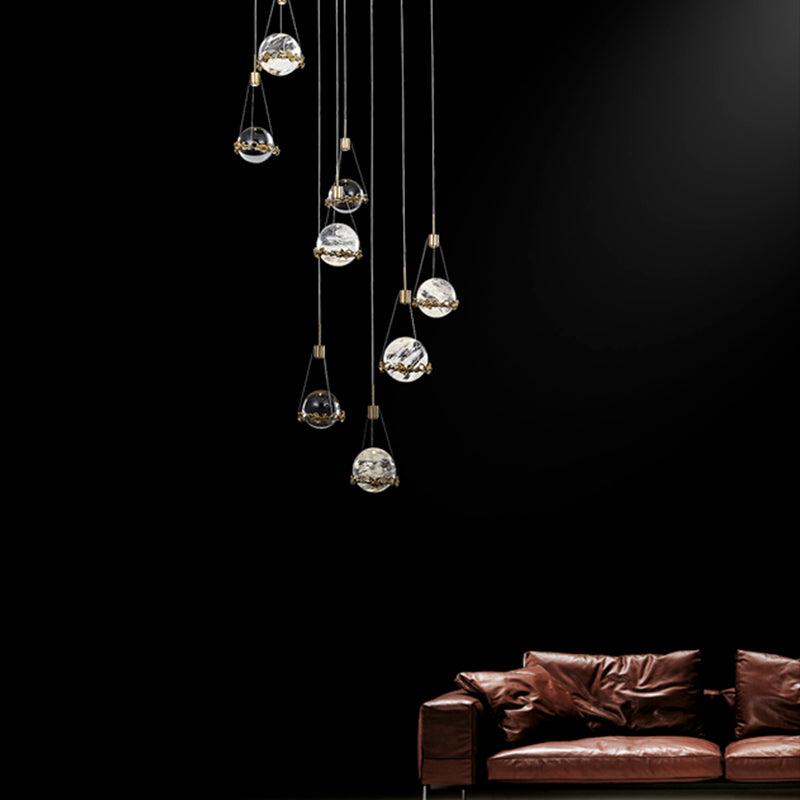 Crystal Ball Pendant Light for Staircase and Foyer - detail 5