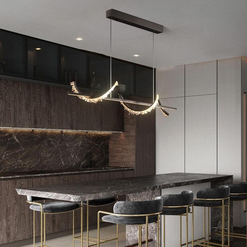 Gina Spiral Rock Crystal Chandelier, Linear Dining Room Chandelier - product detail 2