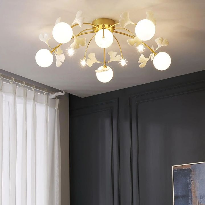 Ceramic Ginkgo Glass Ceiling Lamp - detail 3