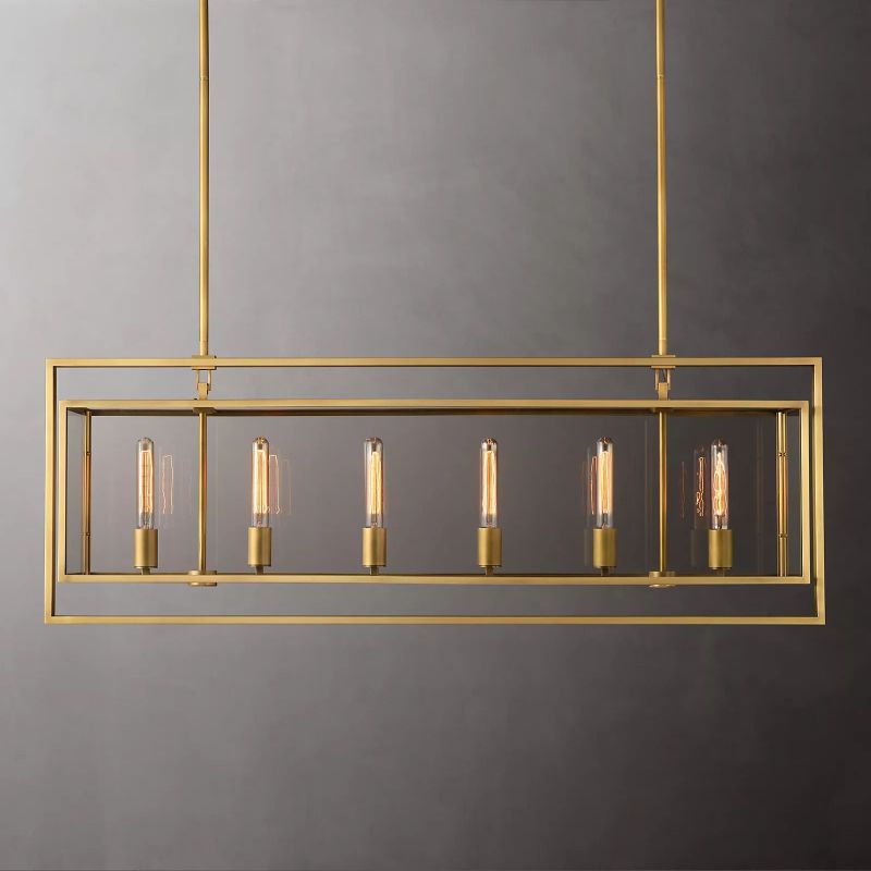 Beckman Glass Lantern Rectangular Chandelier 54" - detail 3