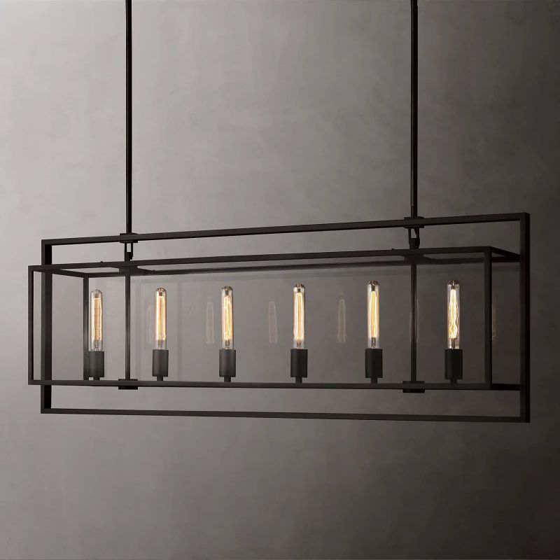 Beckman Glass Lantern Rectangular Chandelier 54" - detail 2