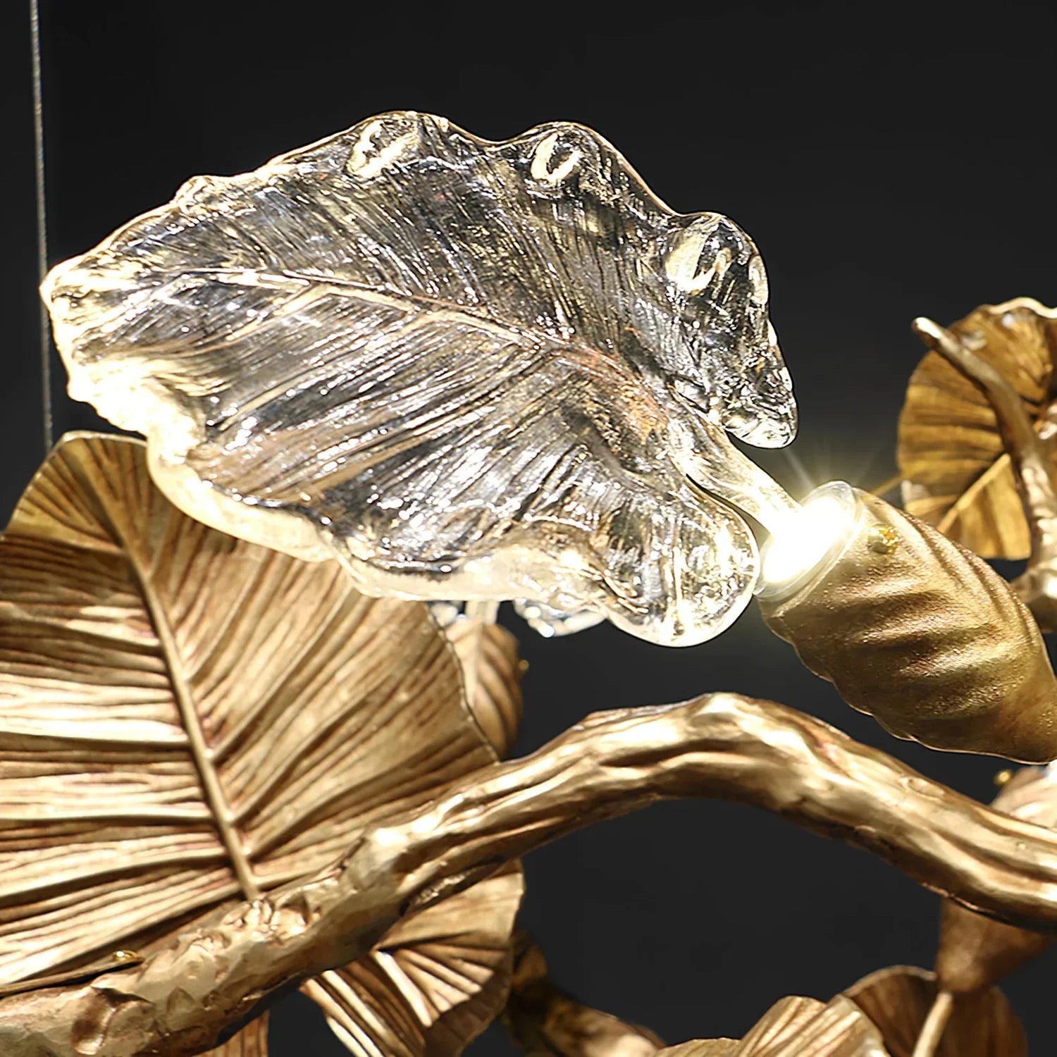 Gold Leaf Crystal Chandelier - detail 6