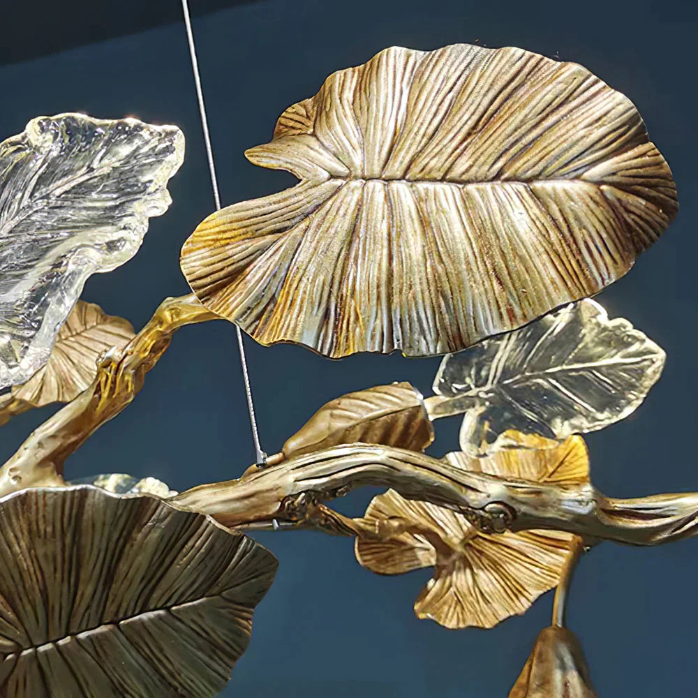 Gold Leaf Crystal Chandelier - detail 8
