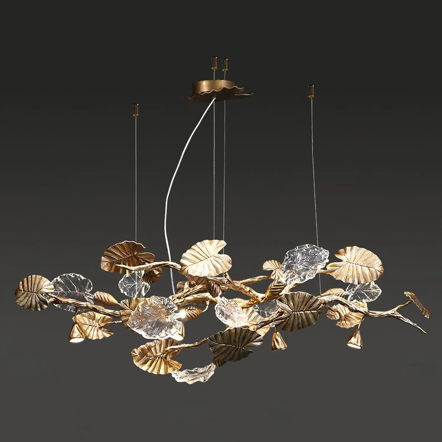 Gold Leaf Crystal Chandelier - detail 5