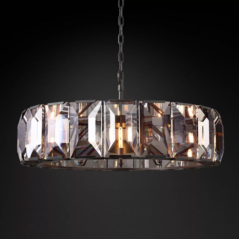 Huxley Crystal Round Chandelier 43" in glass and iron