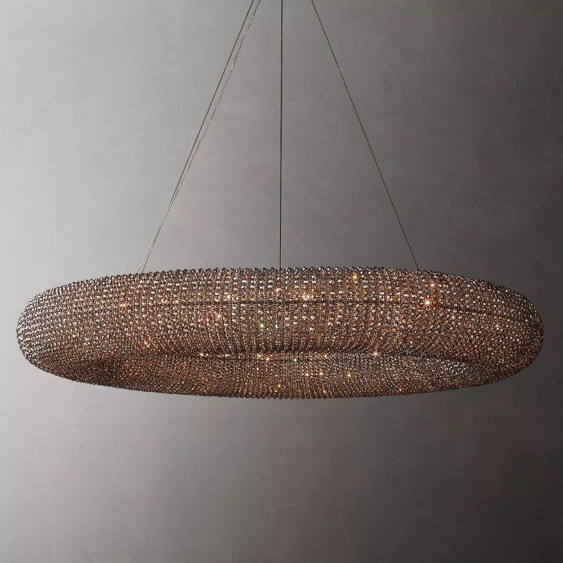 Halo Crystal Round LED Chandelier 59" in glass and iron