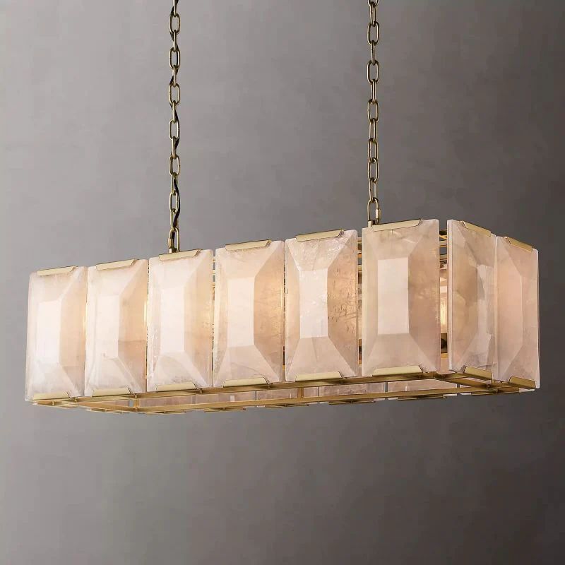 Huxley Calcite Alabaster Rectangular Chandelier 42 inch main view