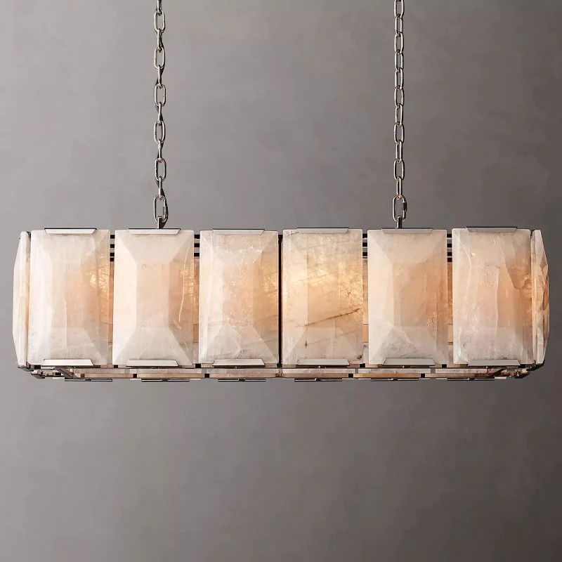 Huxley Calcite Alabaster Rectangular Chandelier 42 inch detail view