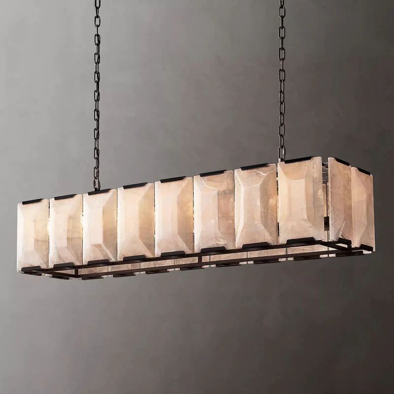 Huxley Calcite Rectangular Chandelier 54 inch detail view
