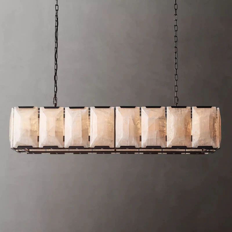Huxley Calcite Rectangular Chandelier 54 inch front view