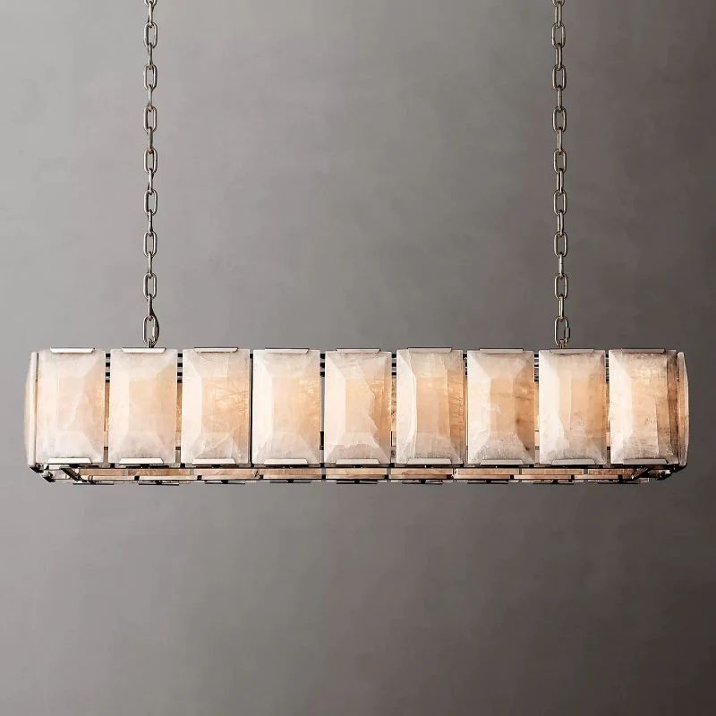 Huxley Calcite Rectangular Chandelier 62 inch detail view