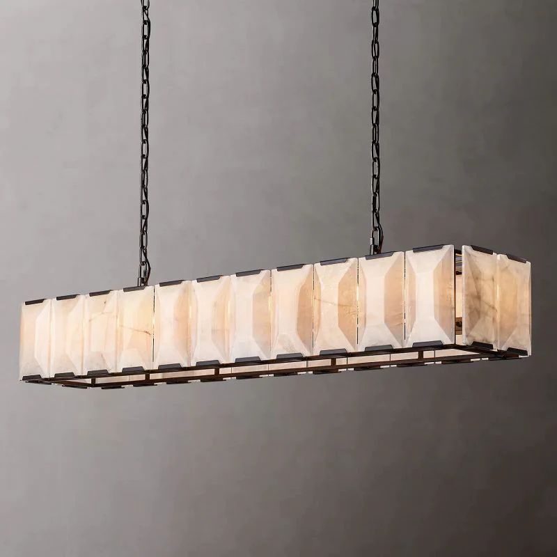 Huxley Calcite Rectangular Chandelier 74 inch front view