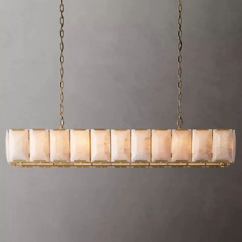 Huxley Calcite Rectangular Chandelier 74 inch detail view