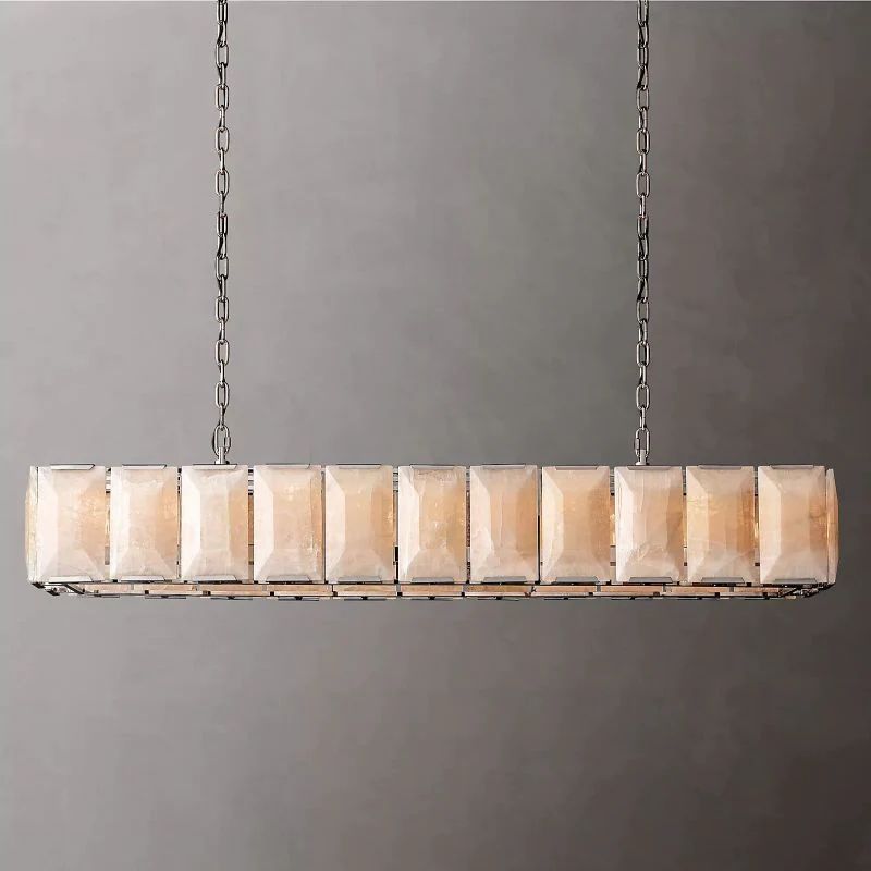 Huxley Calcite Rectangular Chandelier 74 inch detail view