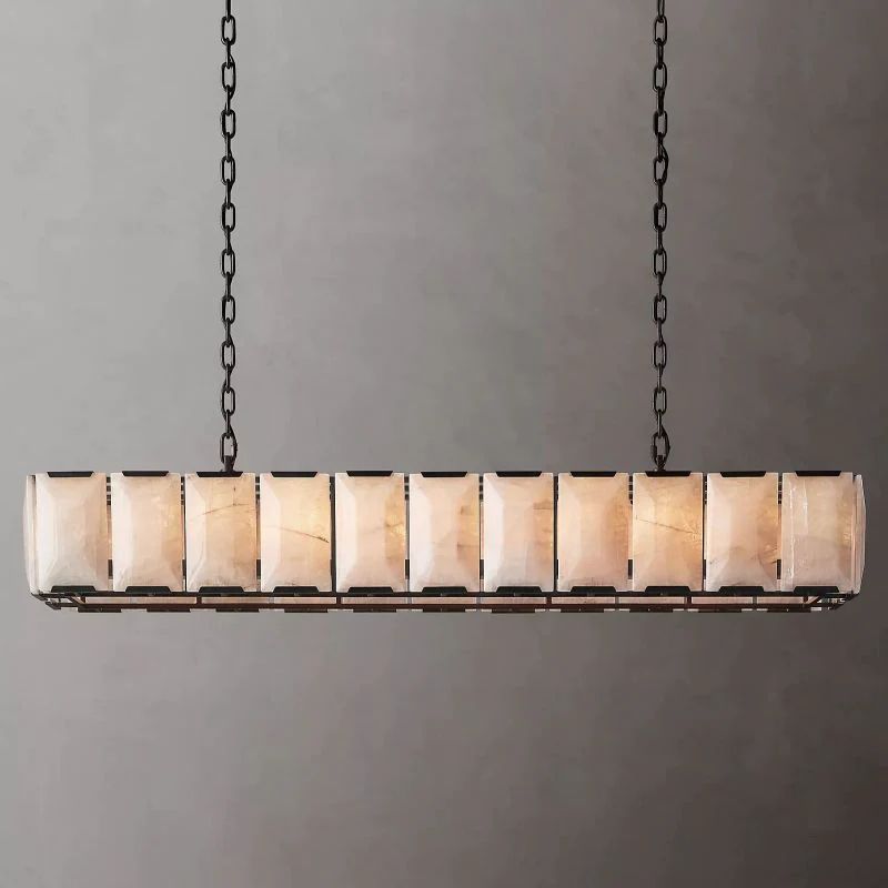 Huxley Calcite Rectangular Chandelier 74 inch detail view