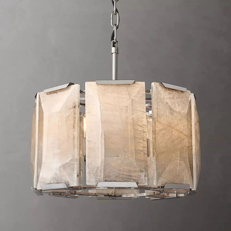 Huxley Calcite Round Chandelier 19 inch angled view