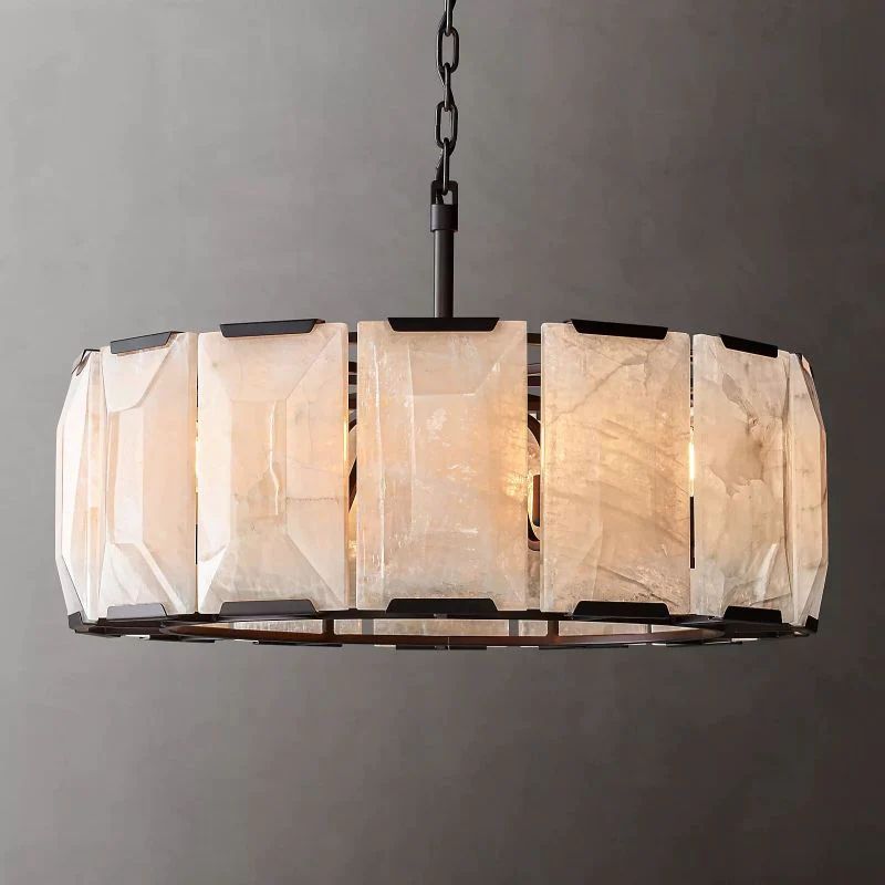 Huxley Calcite Alabaster Round Chandelier 31 inch front view