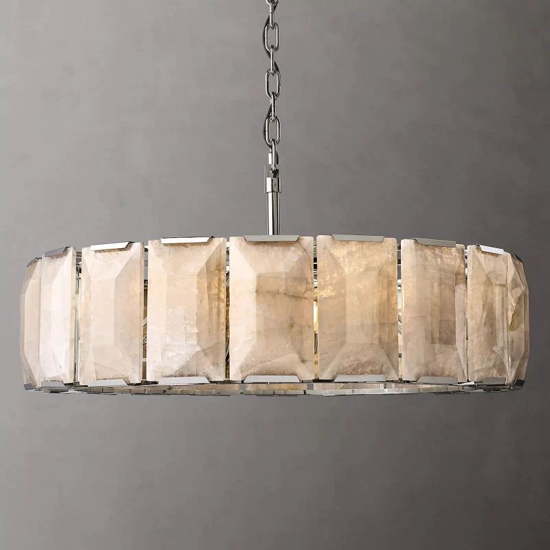 Huxley Calcite Round Chandelier 43 inch angled view