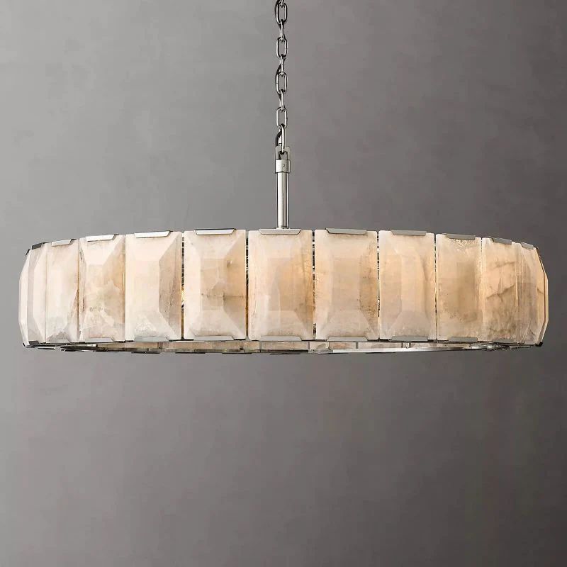 Huxley Calcite Round Chandelier 60 inch angled view