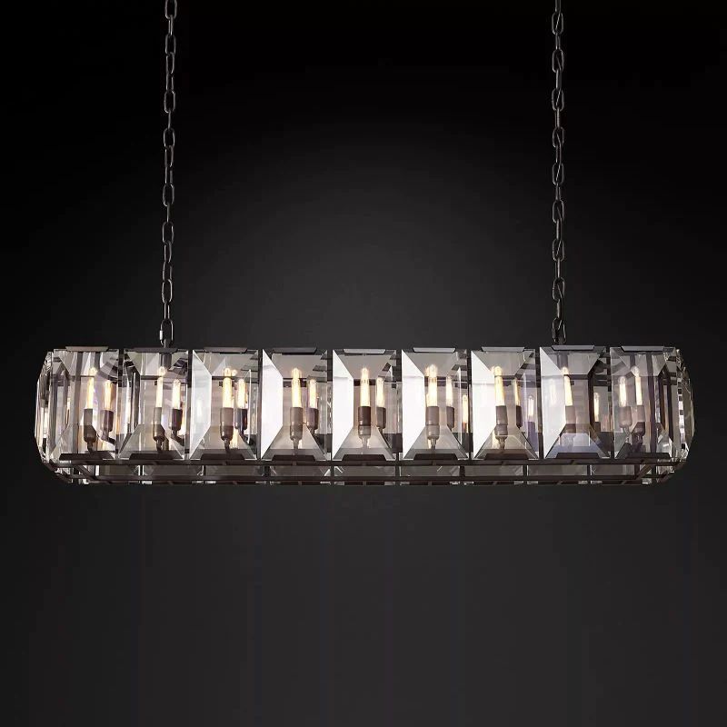 Huxley Crystal Rectangular Chandelier 62 inch front view