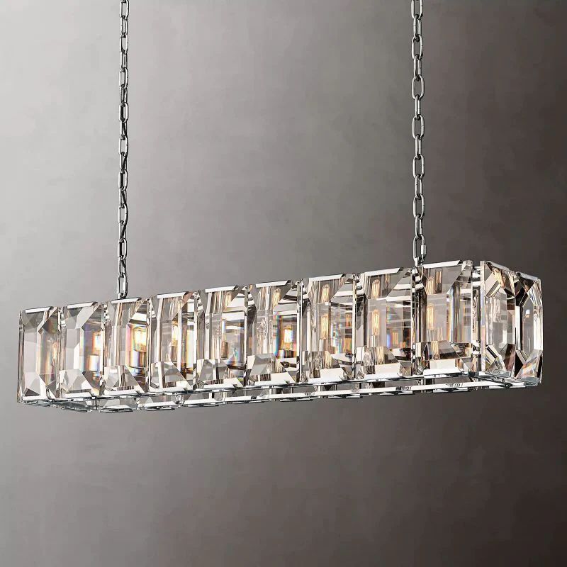Huxley Crystal Rectangular Chandelier 62 inch detail view