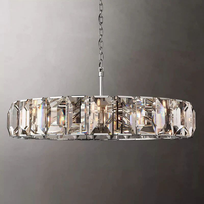 Huxley Crystal Round Chandelier 60 inch angled view