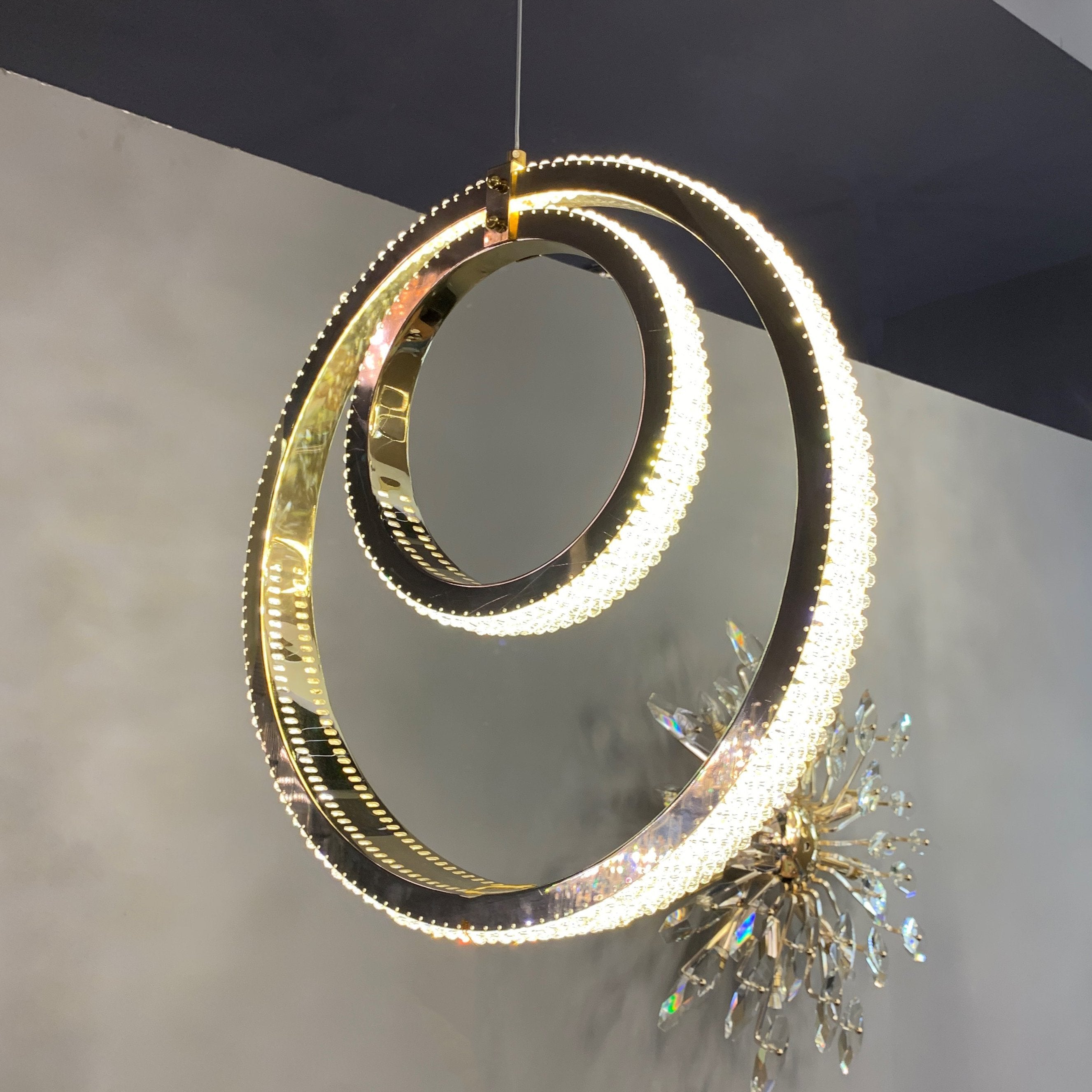 Anna Crystal Rings Foyer Pendant Chandelier - detail 3