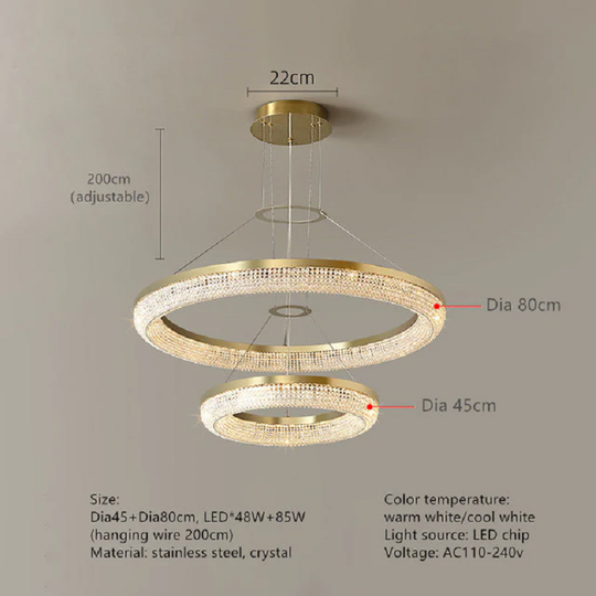 Julian Modern Double Ring Crystal Chandelier - product detail 4