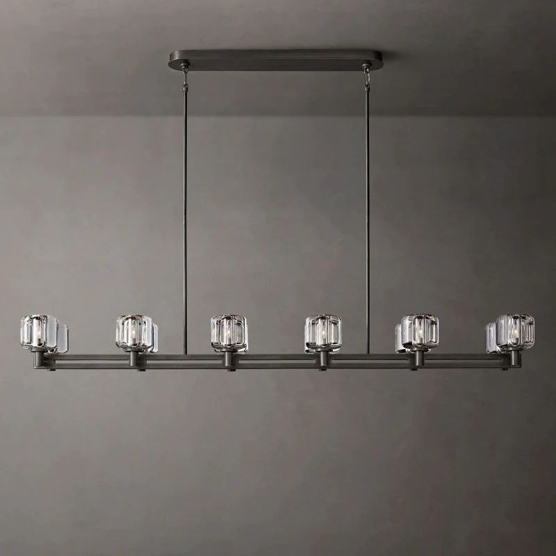 Delano Double Linear Chandelier 72'' detail view