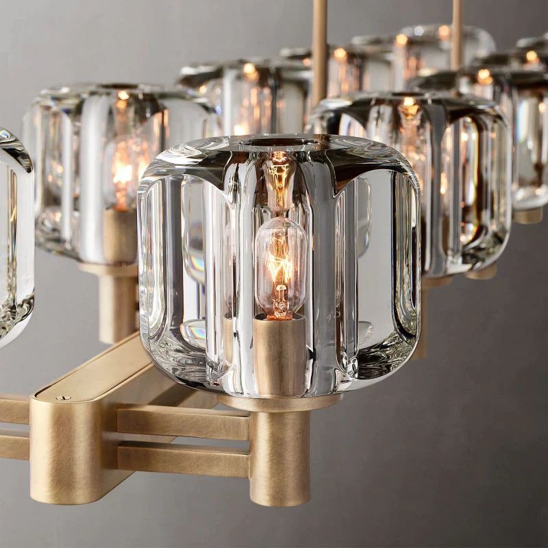 Delano Double Linear Chandelier 72'' detail view