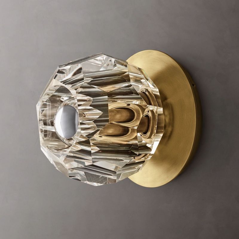 Cristal Clear Glass Petite Wall Sconce in crystal and brass