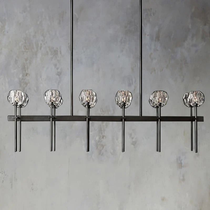 Cristal Glass Double Linear Chandelier 60" - detail 3