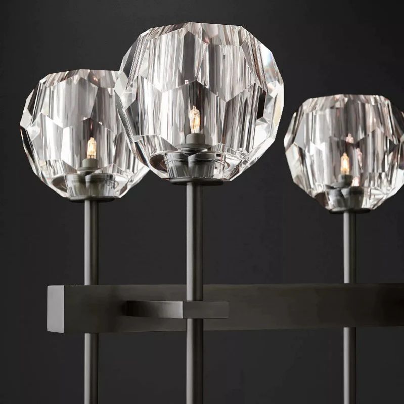 Cristal Glass Double Linear Chandelier 60" - detail 8