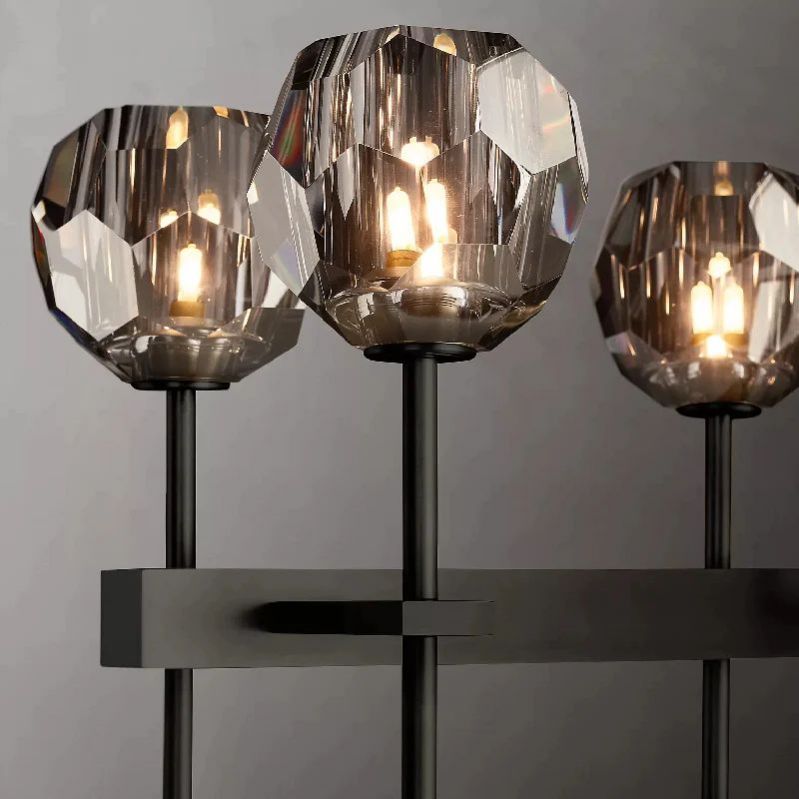 Cristal Glass Double Linear Chandelier 60" - detail 9
