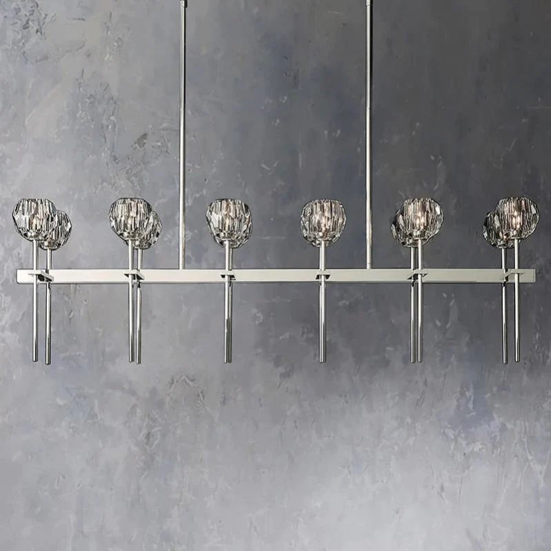 Cristal Glass Double Linear Chandelier 60" - detail 5