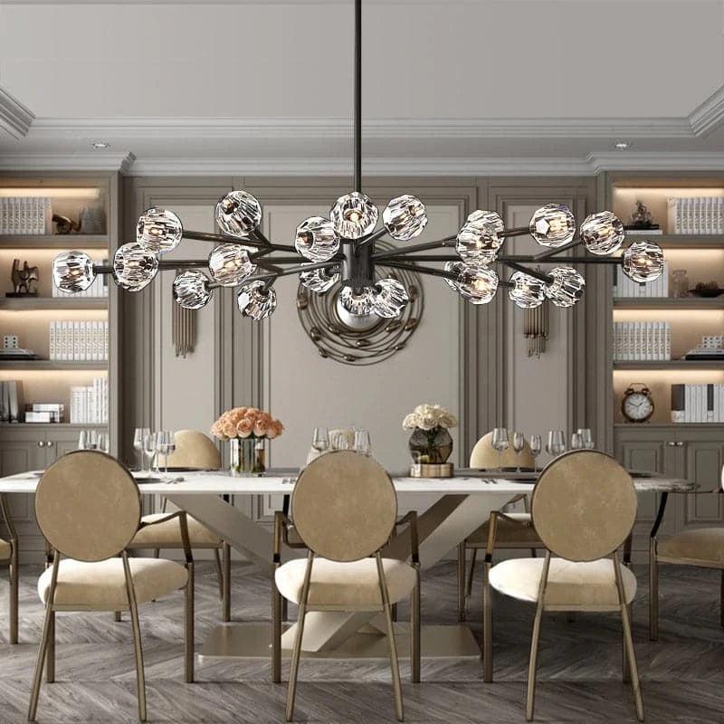 Cristal Glass Round Chandelier 72" in crystal and brass
