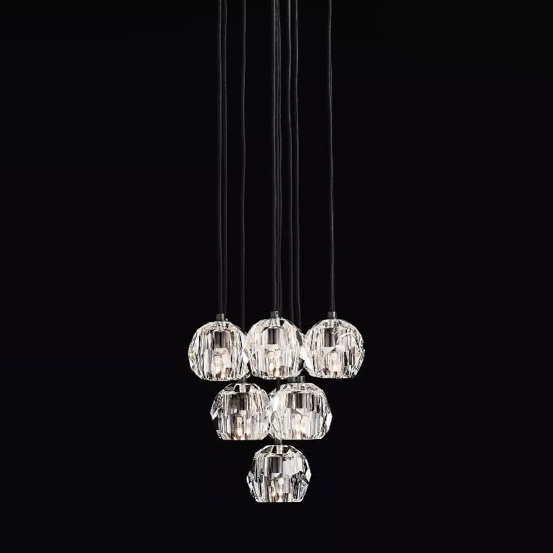 Cristal Glass Round Cluster Chandelier 14" - detail 3