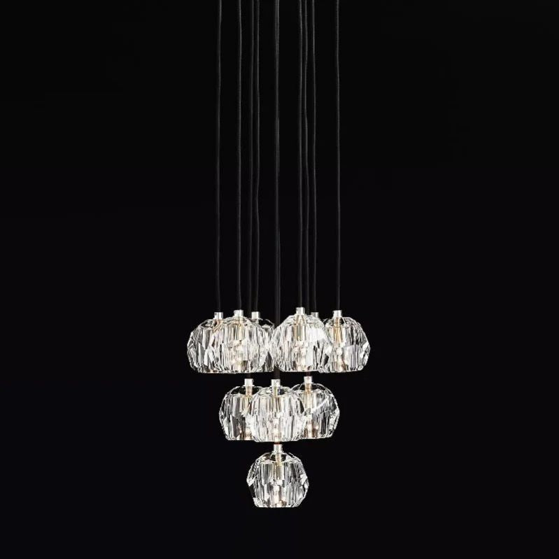Cristal Glass Round Cluster Chandelier 14" - detail 4