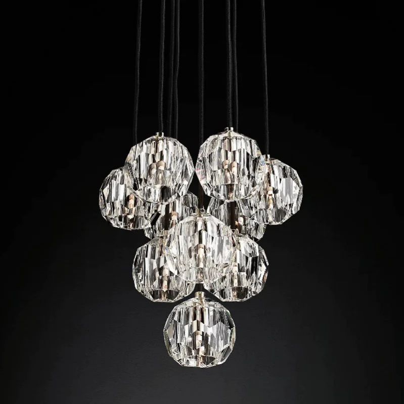 Cristal Glass Round Cluster Chandelier 14" - detail 8