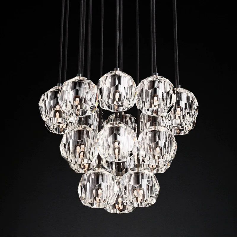 Cristal Glass Round Cluster Chandelier 19" - detail 3