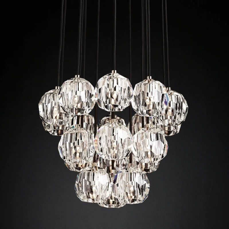 Cristal Glass Round Cluster Chandelier 19" - detail 5