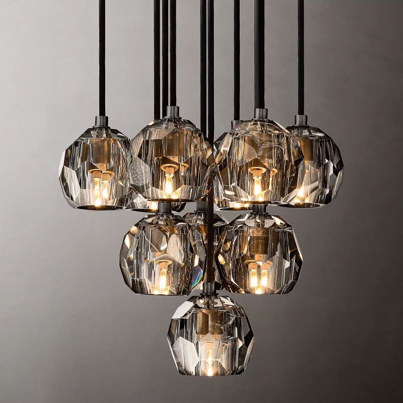 Cristal Glass Round Cluster Chandelier 14" - detail 6