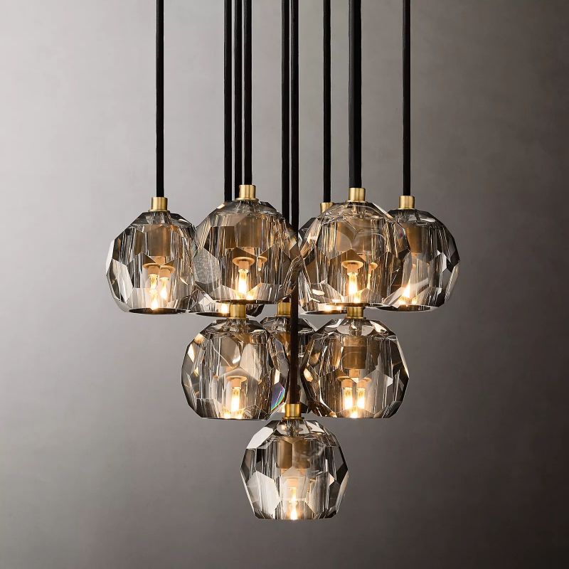 Cristal Glass Round Cluster Chandelier 14" - detail 5
