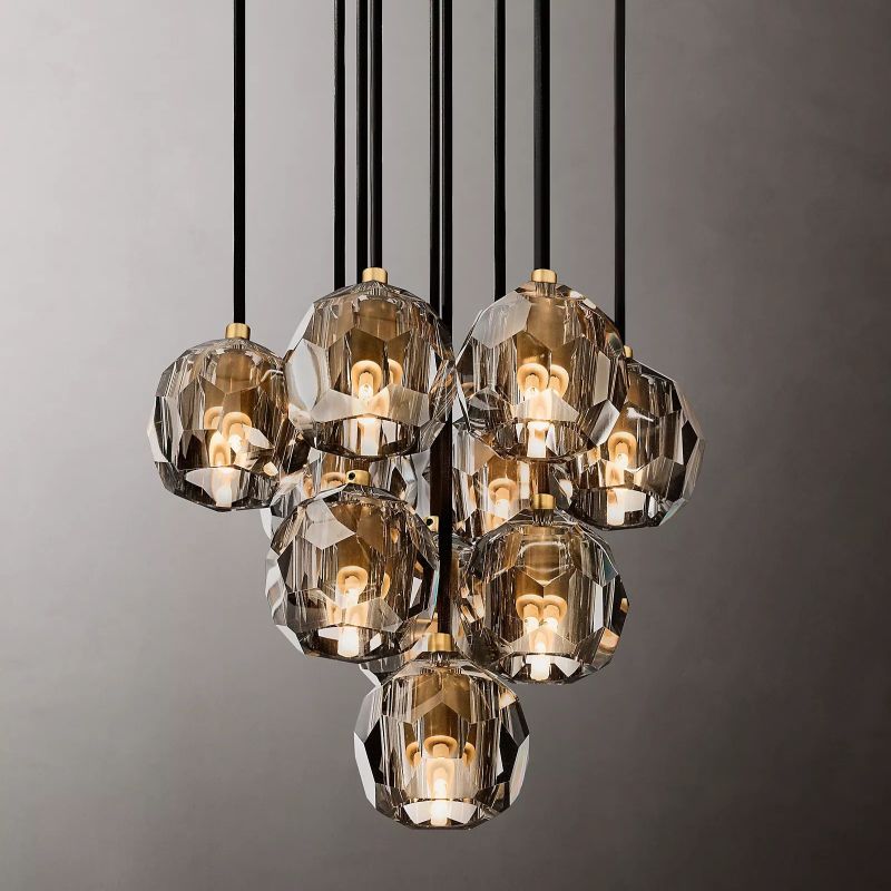 Cristal Glass Round Cluster Chandelier 14" - detail 9