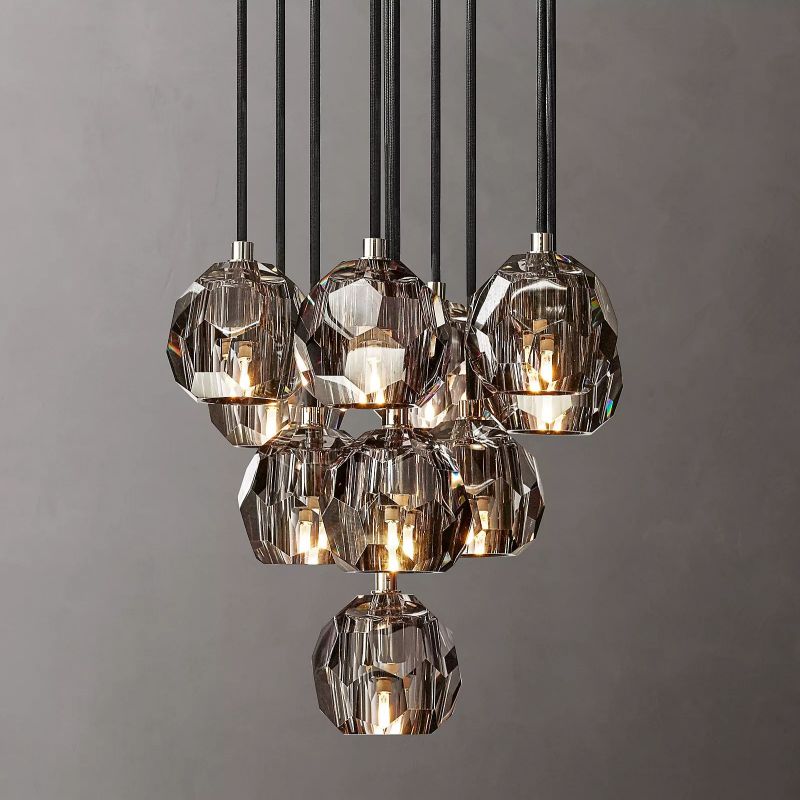 Cristal Glass Round Cluster Chandelier 14" - detail 7