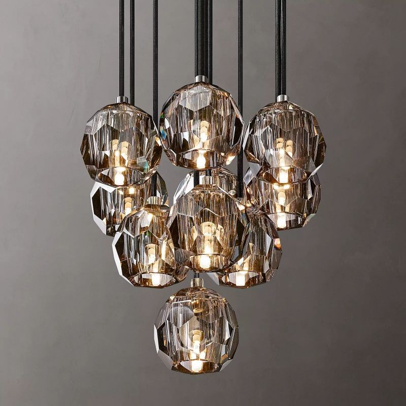 Cristal Glass Round Cluster Chandelier 14" - detail 10