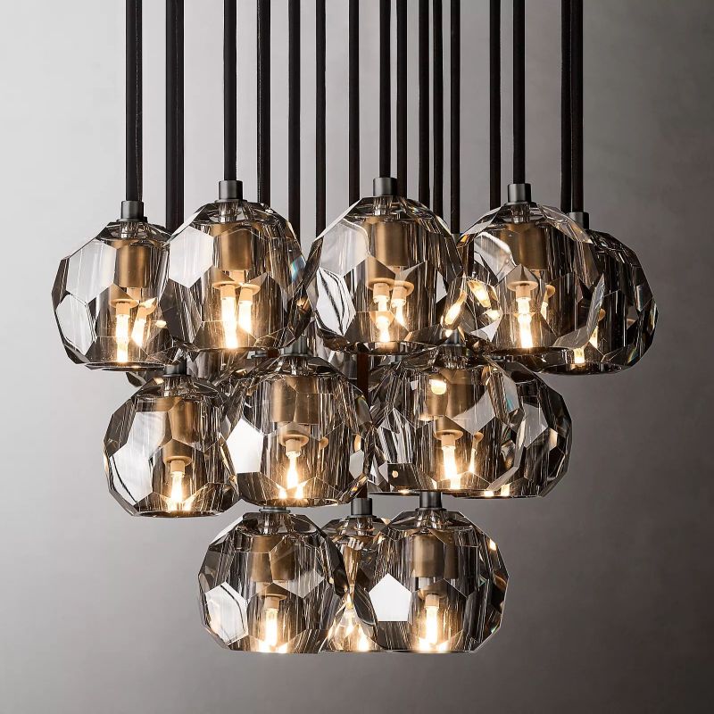 Cristal Glass Round Cluster Chandelier 19" - detail 4